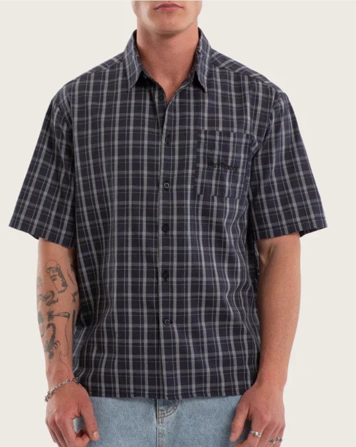 Load image into Gallery viewer, KSCY Mens Forward Skate Short Sleeve Shirt - Graphite Check

