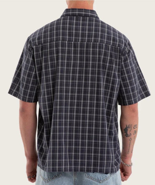 KSCY Mens Forward Skate Short Sleeve Shirt - Graphite Check