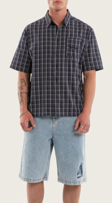 KSCY Mens Forward Skate Short Sleeve Shirt - Graphite Check