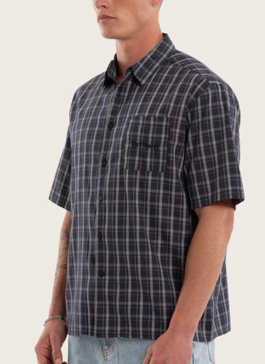 KSCY Mens Forward Skate Short Sleeve Shirt - Graphite Check