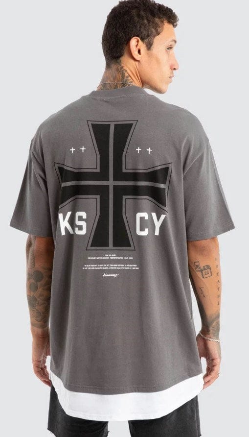 KSCY Mens Fable Box Fit Layer Tee - Charcaol
