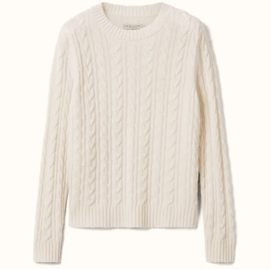 R. M. Willliams Womens Seaforth Long Sleeve Cable Knit - Cream