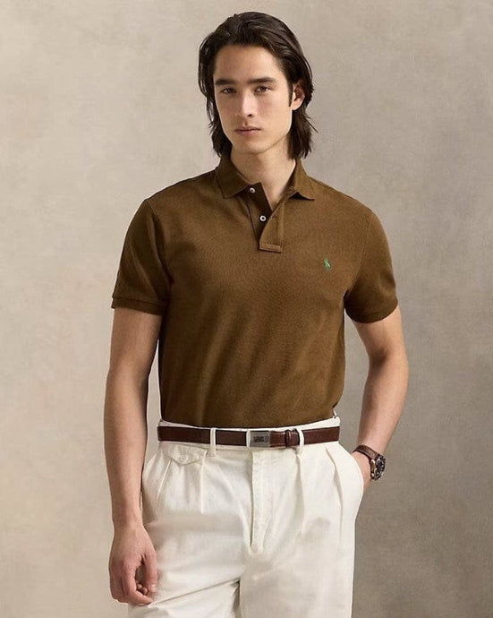 Polo Ralph Lauren Mens 100% Cotton Custom Slim Fit Knit Shirt - Brown