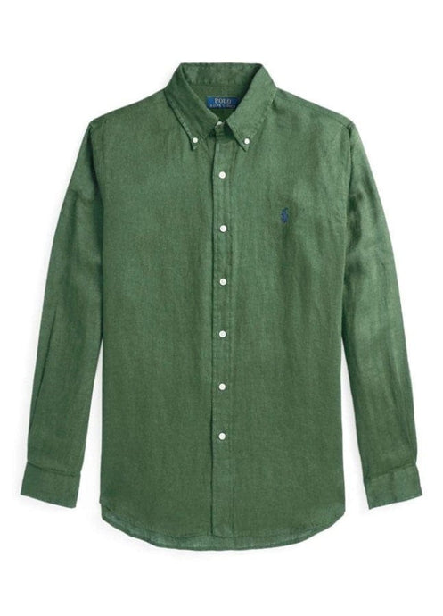 Polo Ralph Lauren Mens 100% Linen Custom Fit Woven Shirt - Fatigue