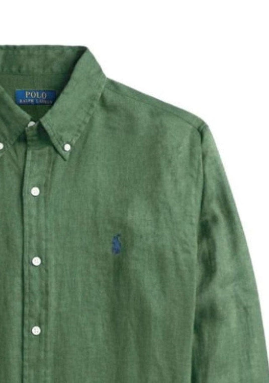 Polo Ralph Lauren Mens 100% Linen Custom Fit Woven Shirt - Fatigue