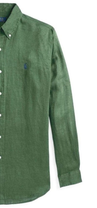 Load image into Gallery viewer, Polo Ralph Lauren Mens 100% Linen Custom Fit Woven Shirt - Fatigue
