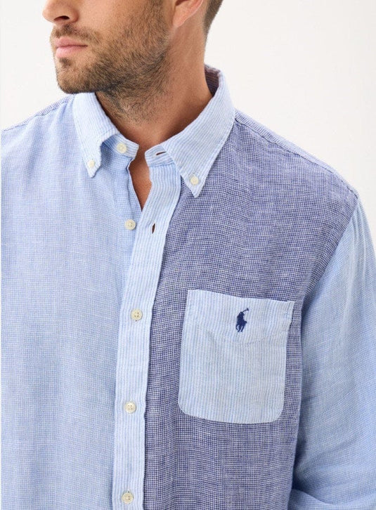 Polo Ralph Lauren Mens 100% Linen Classic Fit Woven Shirt - Blue