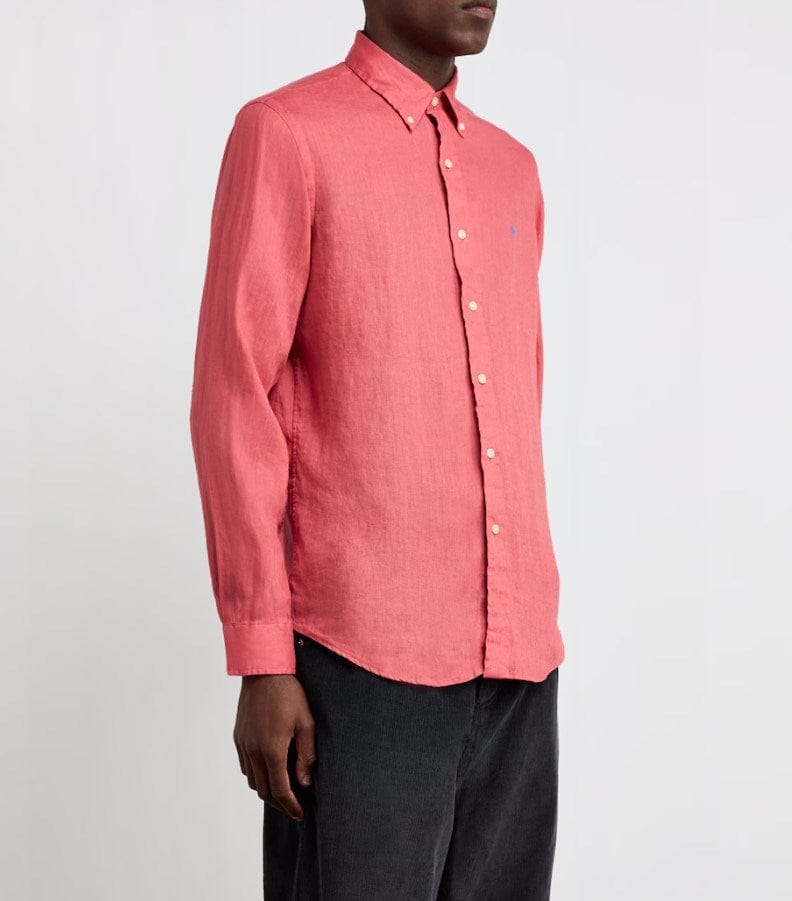 Load image into Gallery viewer, Polo Ralph Lauren Mens 100% Linen Custom Fit Woven Shirt - Red
