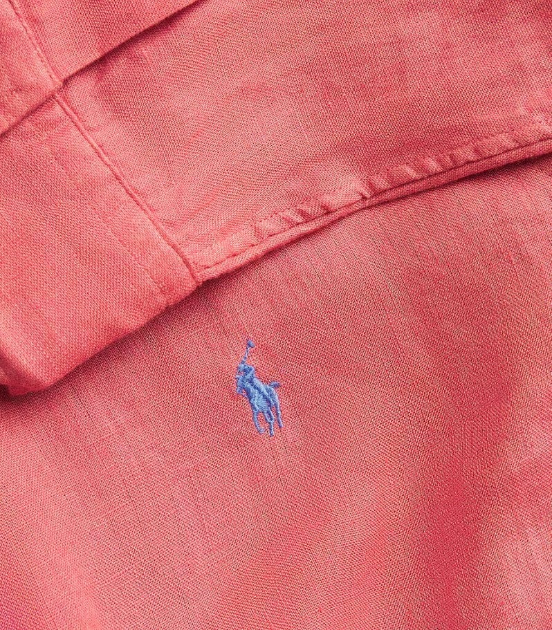 Load image into Gallery viewer, Polo Ralph Lauren Mens 100% Linen Custom Fit Woven Shirt - Red
