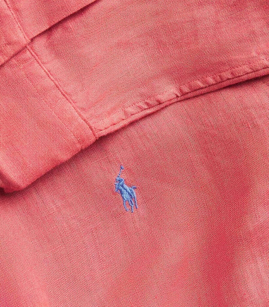 Polo Ralph Lauren Mens 100% Linen Custom Fit Woven Shirt - Red
