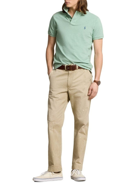 Polo Ralph Lauren Mens 100% Cotton Custom Slim Fit Short Sleeve Knit Shirt - Green