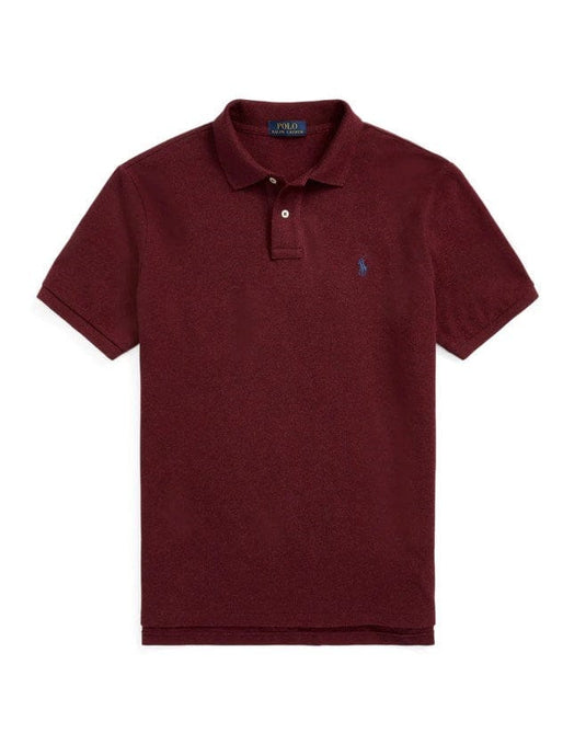 Ralph Lauren Mens Custom Slim Fit Polo Shirt - Dark Red/Navy