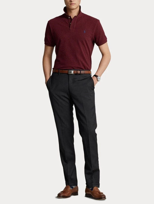 Ralph Lauren Mens Custom Slim Fit Polo Shirt - Dark Red/Navy