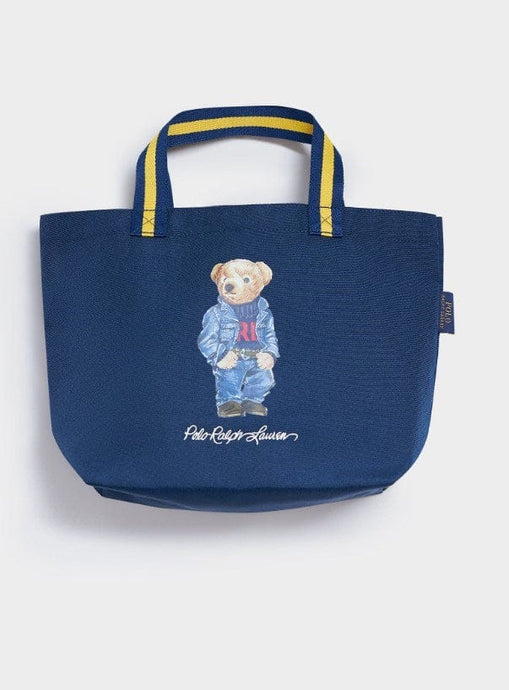 Polo Ralph Lauren Cotton Bear Tote Bag with Pouch - Navy