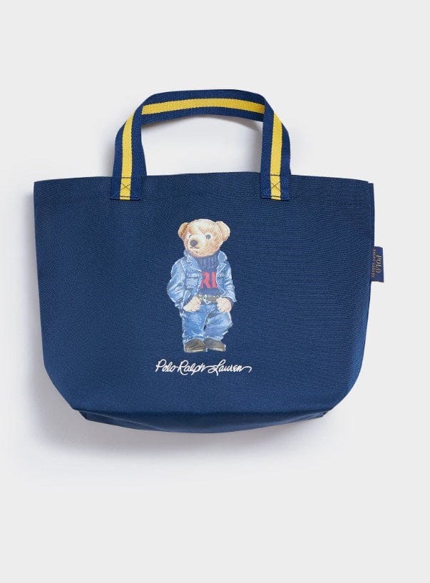 Load image into Gallery viewer, Polo Ralph Lauren Cotton Bear Tote Bag with Pouch - Navy
