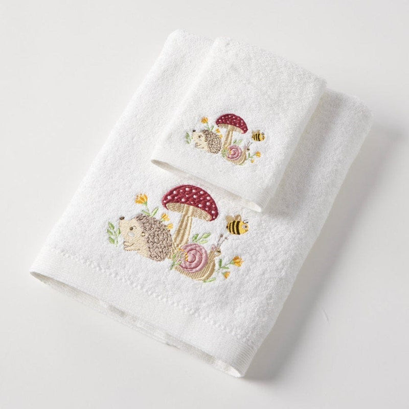Load image into Gallery viewer, Pilbeam Jiggle &amp; Giggle Mushroom Meadow Bath Towel &amp; Face Washer in Organza Bag
