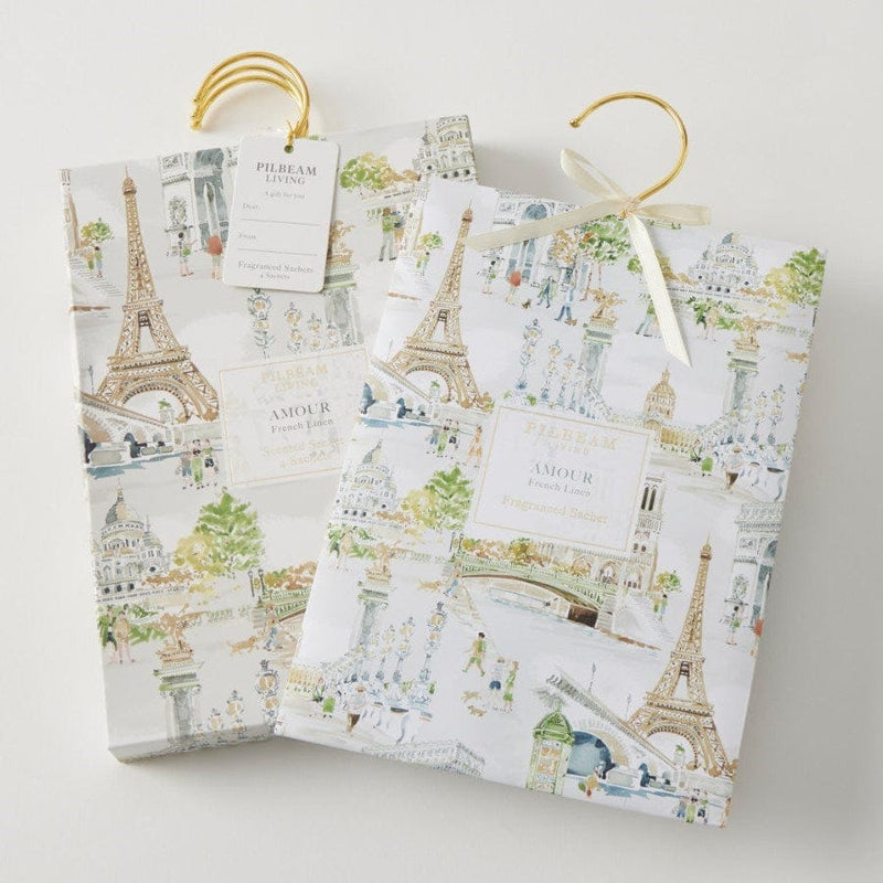 Load image into Gallery viewer, Pilbeam Amour Scented Hanging Sachets Set of 4 - French Linen
