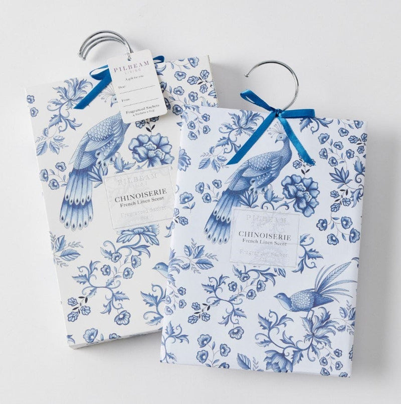 Load image into Gallery viewer, Pilbeam Chinoiserie Scented Hanging Sachets Set of 4 - French Linen
