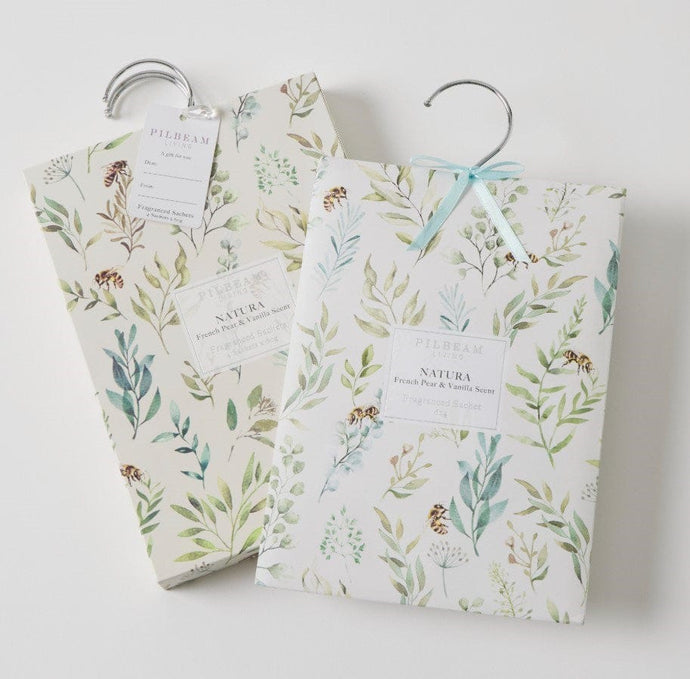 Pilbeam Natura Scented Hanging Sachets Set of 4 - French Pear & Vanilla