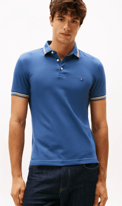 Tommy Hilfiger Slim Fit Tipped Polo Shirt - Aegean Sea