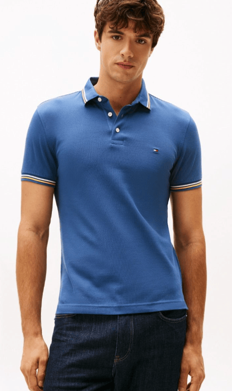 Tommy Hilfiger Slim Fit Tipped Polo Shirt - Aegean Sea