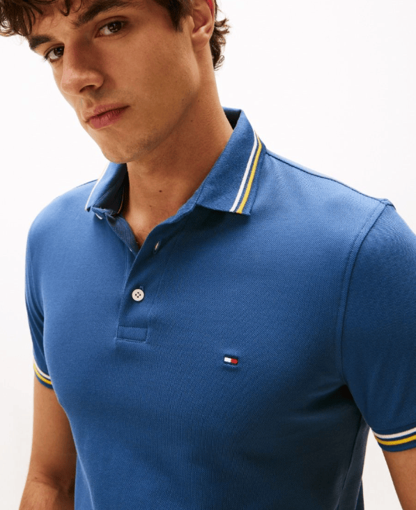 Load image into Gallery viewer, Tommy Hilfiger Slim Fit Tipped Polo Shirt - Aegean Sea
