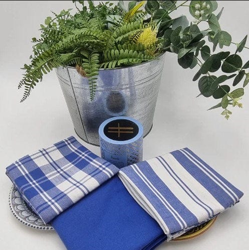 Rans Madrid Stripe Tea Towel Pack of 3 - Cobalt Blue