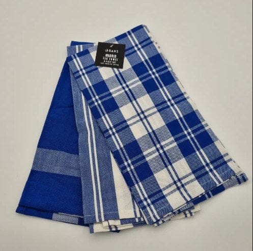 Rans Madrid Stripe Tea Towel Pack of 3 - Cobalt Blue