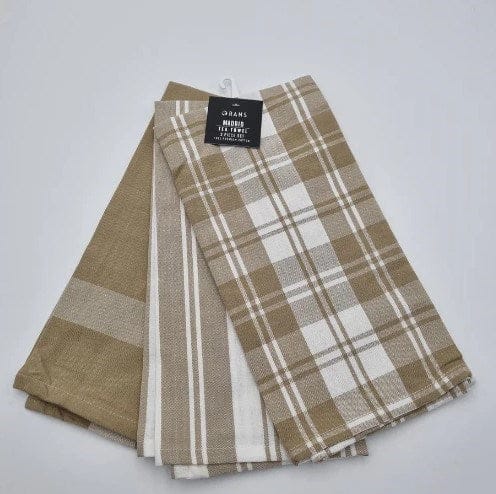 Load image into Gallery viewer, Rans Madrid Stripe Tea Towel Pack of 3 - Taupe
