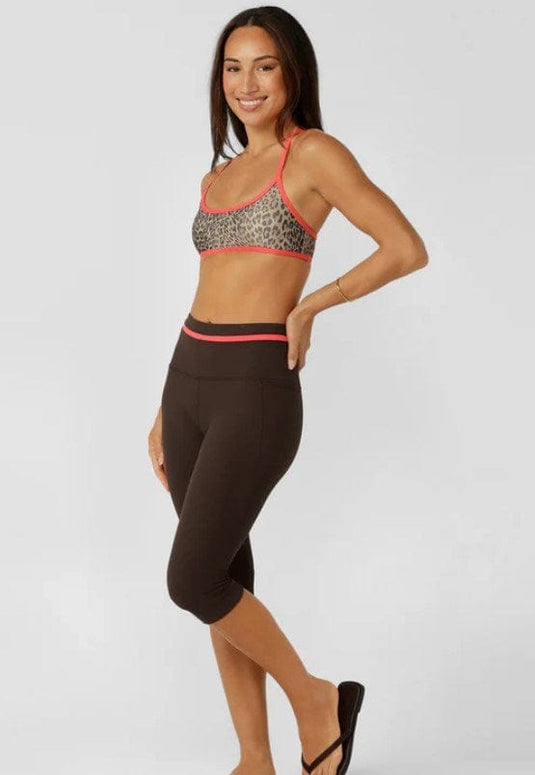 Lorna Jane Womens Circuit Luxe Rib 3/4 Capri Leggings