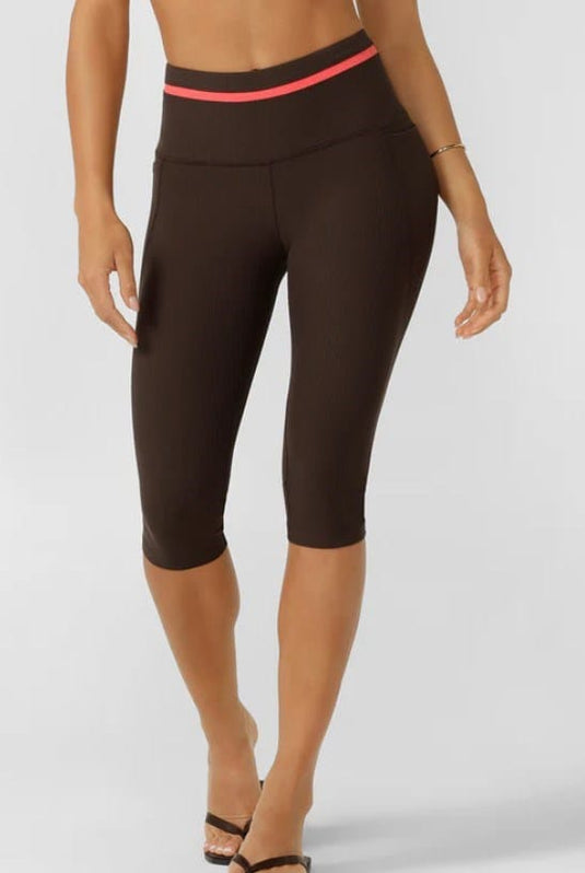 Lorna Jane Womens Circuit Luxe Rib 3/4 Capri Leggings