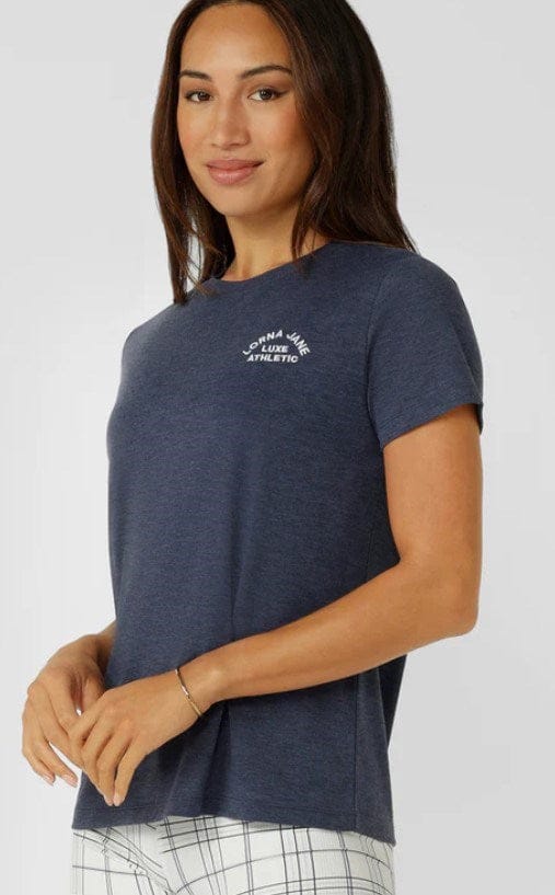 Lorna Jane Womens Lotus T-Shirt - Platinum Navy Marle