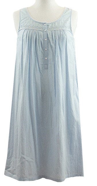 French Country Womens Sleeveless Pale Blue Nightie