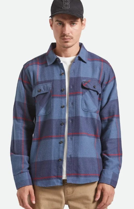 Brixton Mens Bowery Flannel Shirt - Seamood Indigo