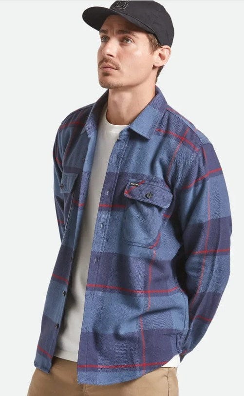 Load image into Gallery viewer, Brixton Mens Bowery Flannel Shirt - Seamood Indigo

