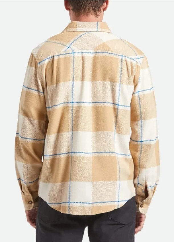 Load image into Gallery viewer, Brixton Mens Bowery Flannel Shirt - Sand/Cyber Blue

