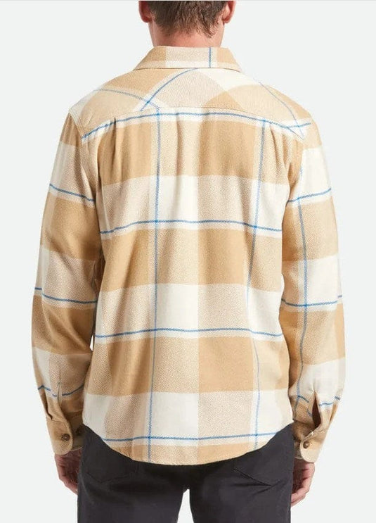 Brixton Mens Bowery Flannel Shirt - Sand/Cyber Blue