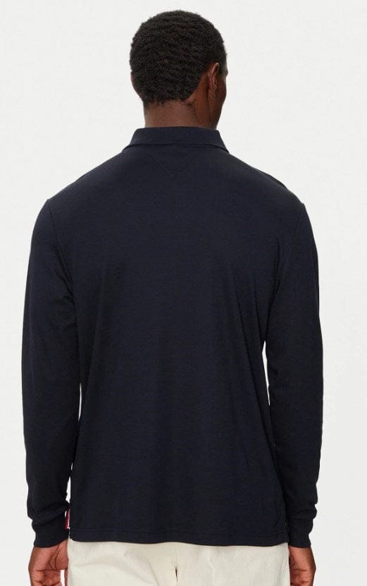 Tommy Hilfiger Mens Long Sleeve Liquid Cotton Polo - Navy