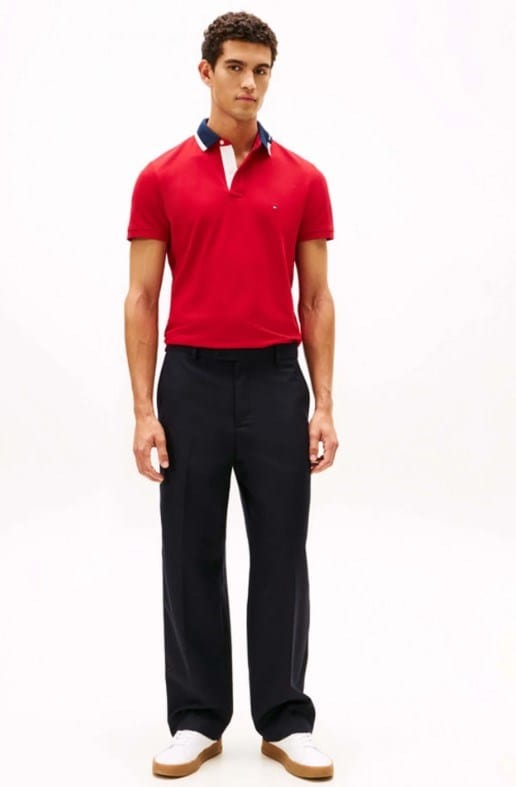 Tommy Hilfiger Mens Pique Graphic Regular Polo - Red