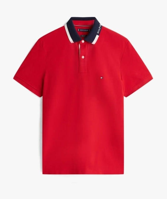 Tommy Hilfiger Mens Pique Graphic Regular Polo - Red