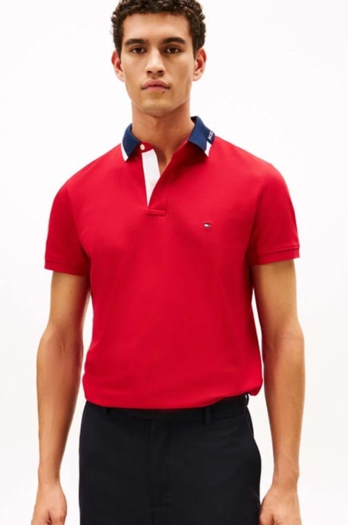 Load image into Gallery viewer, Tommy Hilfiger Mens Pique Graphic Regular Polo - Red
