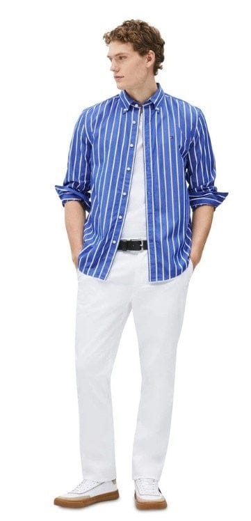 Tommy Hilfiger Mens Hairline Poplin Shirt - Vibrant Stripe
