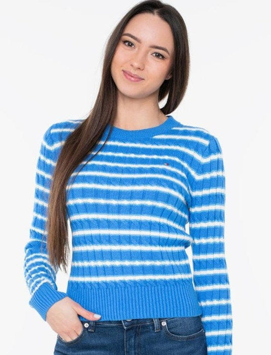 Tommy Hilfiger Womens Cable Knit Crew Neck Jumper