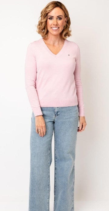 Load image into Gallery viewer, Tommy Hilfiger Womens V-Neck Jersey Stitch Sweater
