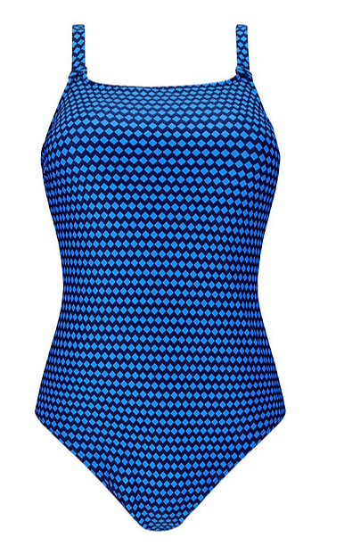 Amoena Womens One-piece Mastectomy Swimsuit - Blue / Dark blue