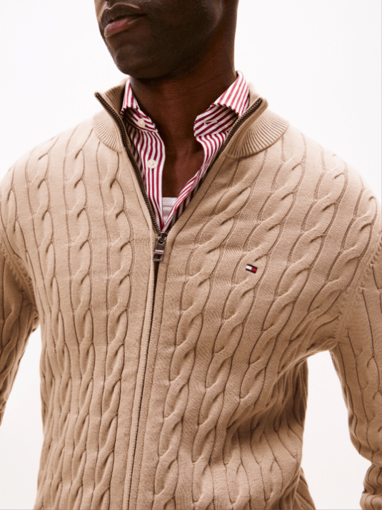 Tommy Hilfiger Mens Classic Cotton Cable Zip Through
