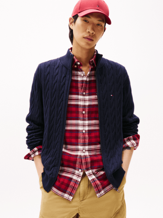 Tommy Hilfiger Mens Classic Cotton Cable Zip Through