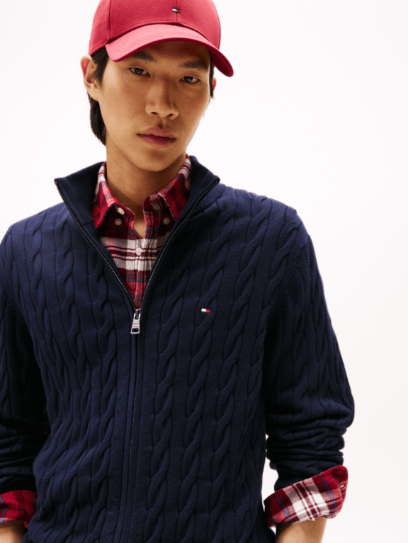 Load image into Gallery viewer, Tommy Hilfiger Mens Classic Cotton Cable Zip Through
