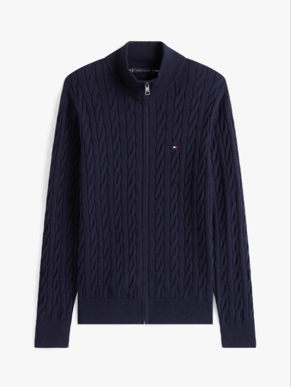 Load image into Gallery viewer, Tommy Hilfiger Mens Classic Cotton Cable Zip Through
