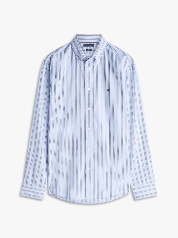 Load image into Gallery viewer, Tommy Hilfiger Mens TH Flex Regular Fit Stripe Poplin Shirt
